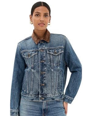 Nili Lotan Chesney Cotton Corduroy-trimmed Denim Jacket